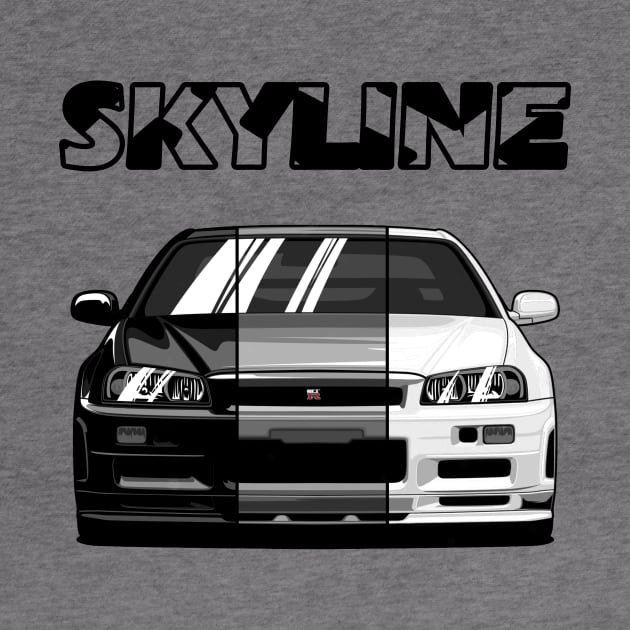 Nissan Skyline r34 GTR White Grey and Black, JDM Car by T-JD